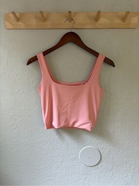 Women's Light Pink Square-Neck Stretch Crop Tank Top